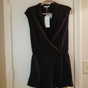 Black v-neck romper, New, NBW